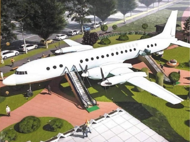 В Кишиневе приступили к установке кафе-самолета